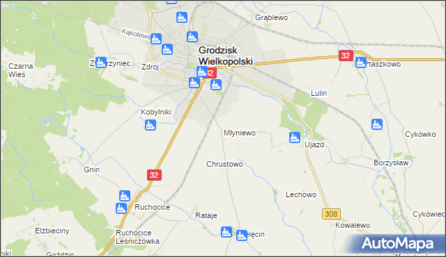 mapa Młyniewo, Młyniewo na mapie Targeo