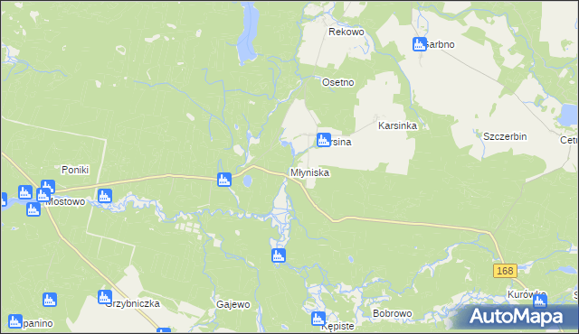 mapa Młyniska gmina Polanów, Młyniska gmina Polanów na mapie Targeo