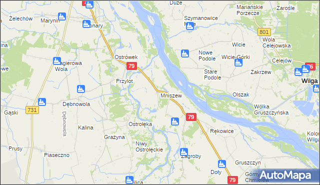 mapa Mniszew gmina Magnuszew, Mniszew gmina Magnuszew na mapie Targeo