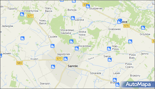 mapa Mocarzewo, Mocarzewo na mapie Targeo