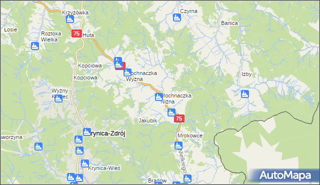 mapa Mochnaczka Niżna, Mochnaczka Niżna na mapie Targeo