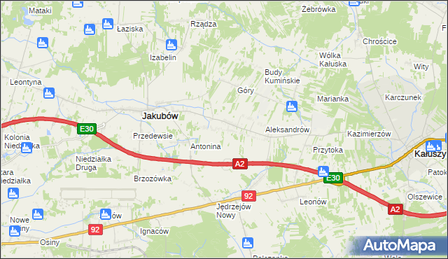 mapa Moczydła gmina Jakubów, Moczydła gmina Jakubów na mapie Targeo