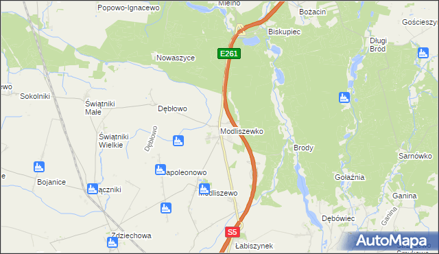 mapa Modliszewko, Modliszewko na mapie Targeo