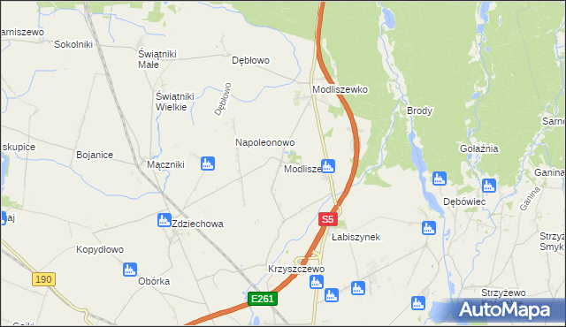 mapa Modliszewo, Modliszewo na mapie Targeo