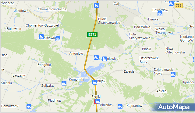 mapa Modrzejowice, Modrzejowice na mapie Targeo