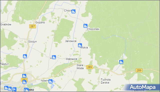 mapa Mokra gmina Lubsko, Mokra gmina Lubsko na mapie Targeo