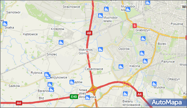 mapa Mokronos Dolny, Mokronos Dolny na mapie Targeo