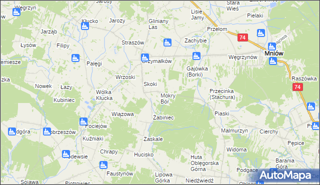 mapa Mokry Bór, Mokry Bór na mapie Targeo