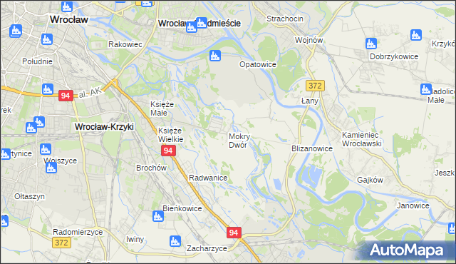 mapa Mokry Dwór gmina Siechnice, Mokry Dwór gmina Siechnice na mapie Targeo