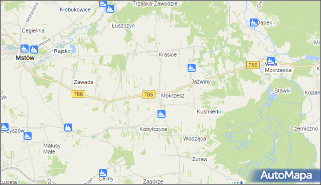 mapa Mokrzesz, Mokrzesz na mapie Targeo