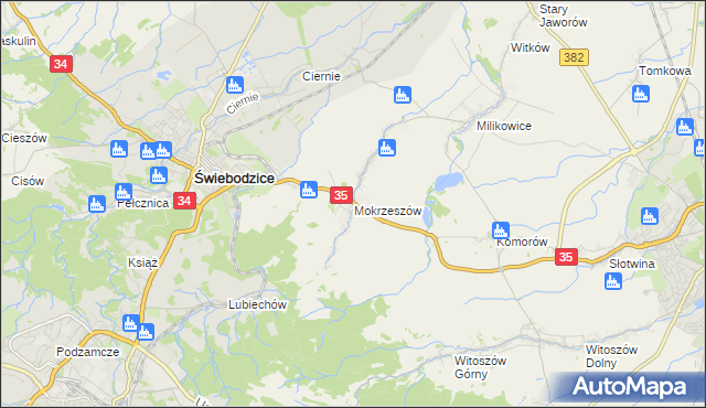 mapa Mokrzeszów, Mokrzeszów na mapie Targeo