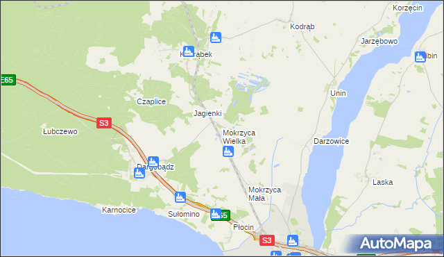 mapa Mokrzyca Wielka, Mokrzyca Wielka na mapie Targeo