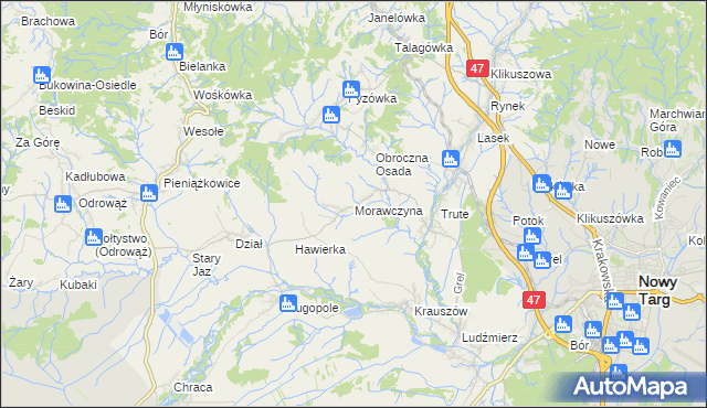 mapa Morawczyna, Morawczyna na mapie Targeo