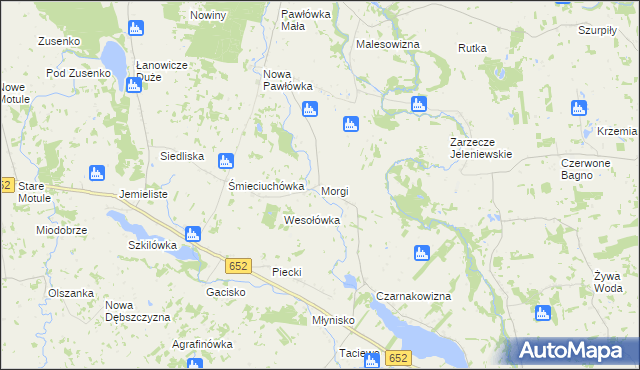 mapa Morgi gmina Przerośl, Morgi gmina Przerośl na mapie Targeo