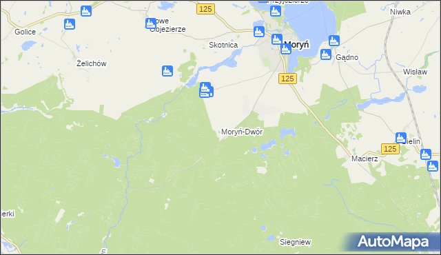 mapa Moryń-Dwór, Moryń-Dwór na mapie Targeo