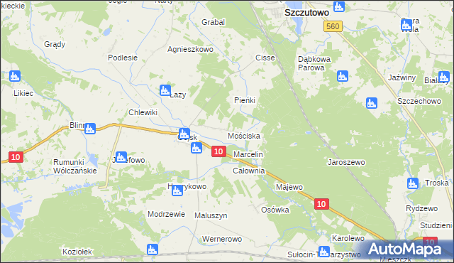 mapa Mościska gmina Szczutowo, Mościska gmina Szczutowo na mapie Targeo