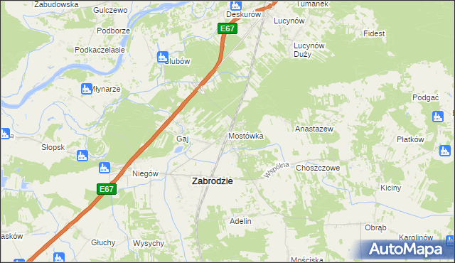 mapa Mostówka gmina Zabrodzie, Mostówka gmina Zabrodzie na mapie Targeo