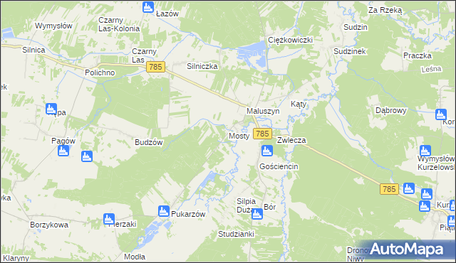 mapa Mosty gmina Żytno, Mosty gmina Żytno na mapie Targeo