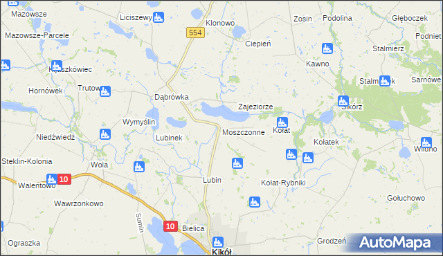 mapa Moszczonne, Moszczonne na mapie Targeo