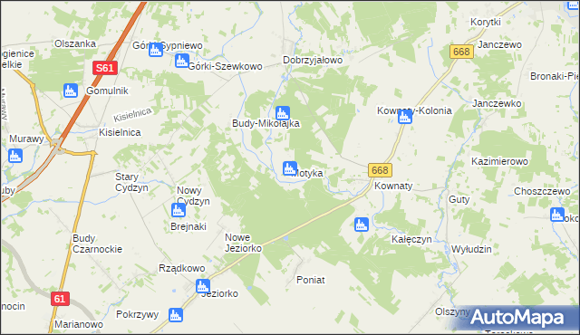 mapa Motyka, Motyka na mapie Targeo