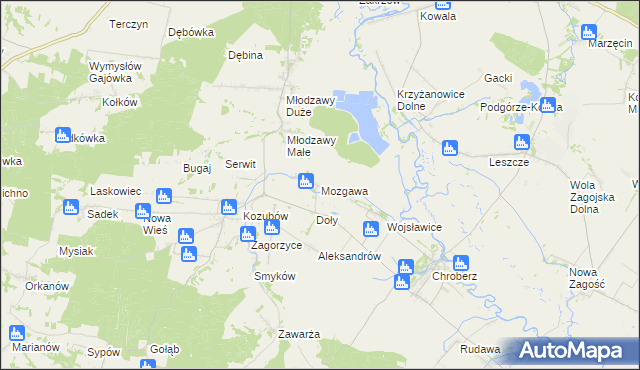 mapa Mozgawa, Mozgawa na mapie Targeo