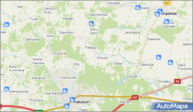 mapa Mroczki gmina Kałuszyn, Mroczki gmina Kałuszyn na mapie Targeo