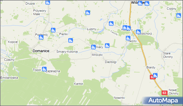 mapa Mroczki gmina Wiśniew, Mroczki gmina Wiśniew na mapie Targeo