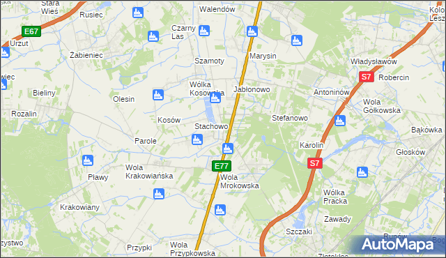 mapa Mroków gmina Lesznowola, Mroków gmina Lesznowola na mapie Targeo