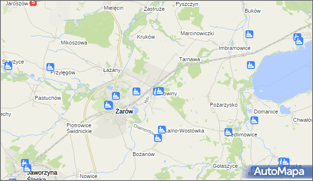 mapa Mrowiny gmina Żarów, Mrowiny gmina Żarów na mapie Targeo