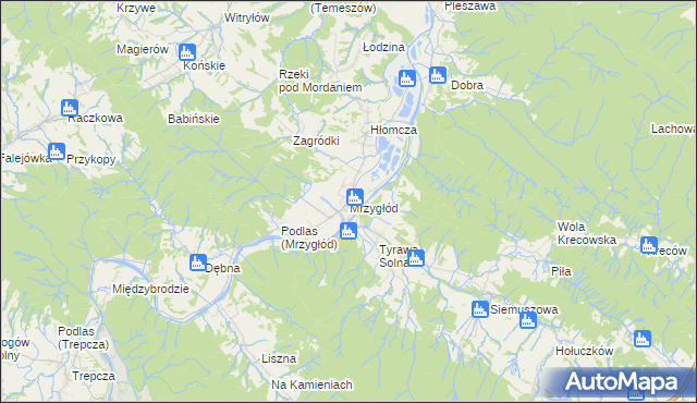 mapa Mrzygłód gmina Sanok, Mrzygłód gmina Sanok na mapie Targeo