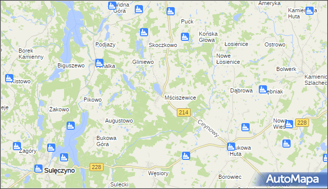 mapa Mściszewice, Mściszewice na mapie Targeo