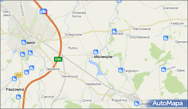 mapa Mściwojów, Mściwojów na mapie Targeo