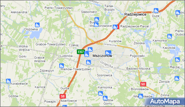 mapa Mszczonów, Mszczonów na mapie Targeo