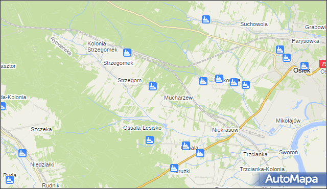 mapa Mucharzew, Mucharzew na mapie Targeo