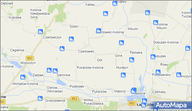 mapa Muratyn-Kolonia, Muratyn-Kolonia na mapie Targeo