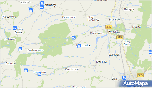 mapa Muszkowice, Muszkowice na mapie Targeo