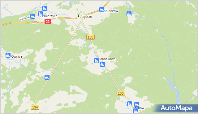 mapa Muszkowo, Muszkowo na mapie Targeo