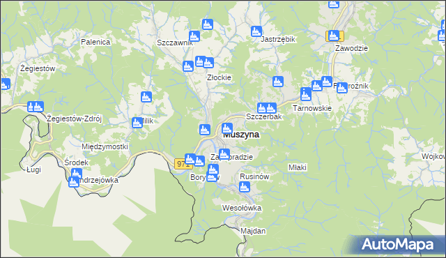 mapa Muszyna, Muszyna na mapie Targeo