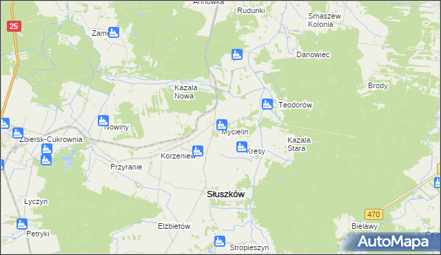 mapa Mycielin powiat kaliski, Mycielin powiat kaliski na mapie Targeo