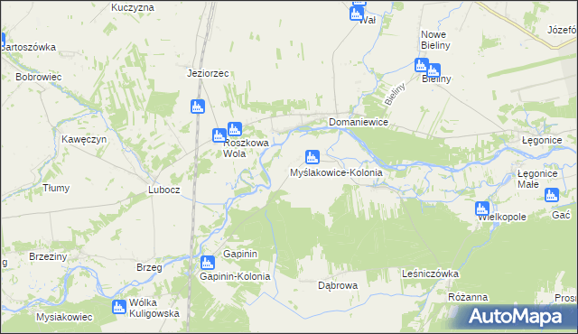 mapa Myślakowice-Kolonia, Myślakowice-Kolonia na mapie Targeo