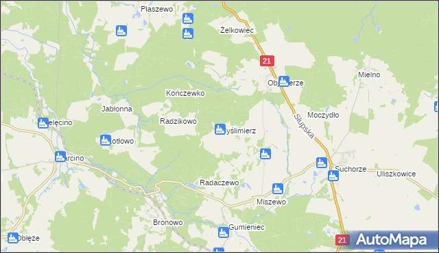 mapa Myślimierz, Myślimierz na mapie Targeo