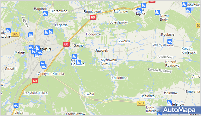 mapa Mysłownia Nowa, Mysłownia Nowa na mapie Targeo