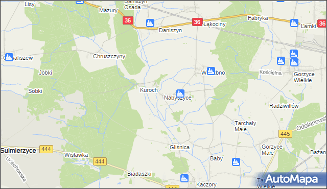 mapa Nabyszyce, Nabyszyce na mapie Targeo