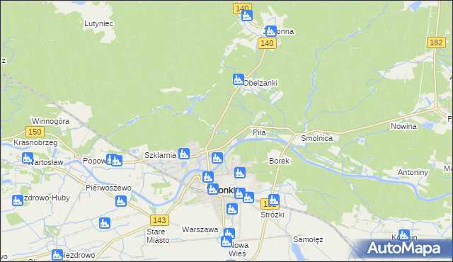 mapa Nadolnik gmina Wronki, Nadolnik gmina Wronki na mapie Targeo