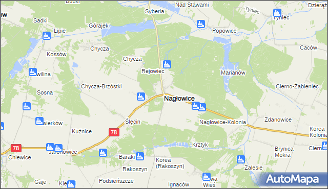 mapa Nagłowice, Nagłowice na mapie Targeo