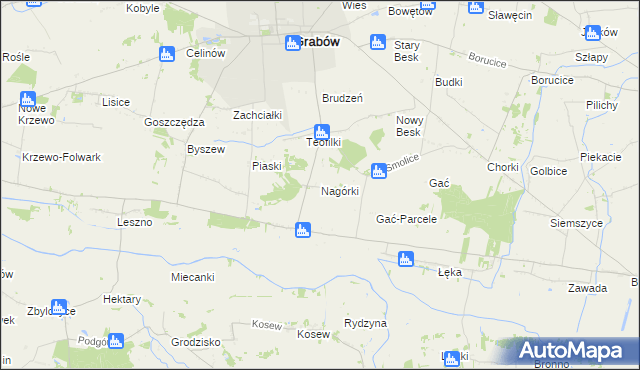 mapa Nagórki gmina Grabów, Nagórki gmina Grabów na mapie Targeo