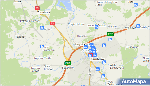 mapa Nagórki-Jabłoń, Nagórki-Jabłoń na mapie Targeo