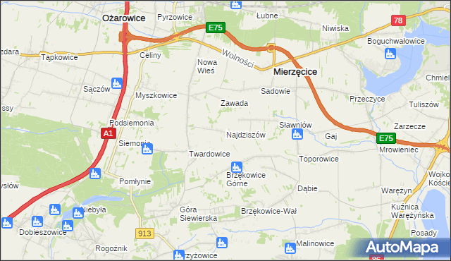 mapa Najdziszów, Najdziszów na mapie Targeo