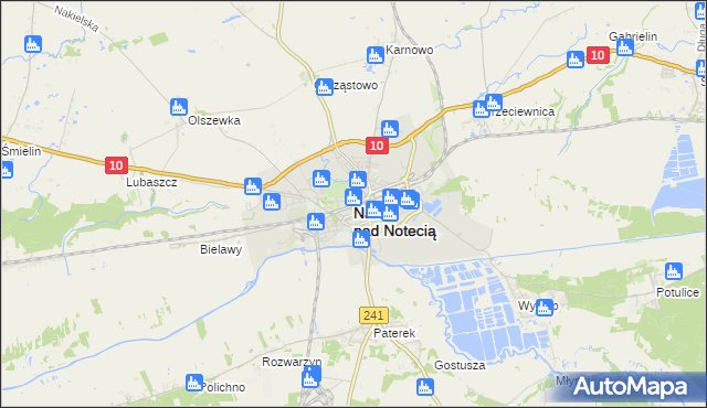 mapa Nakło nad Notecią, Nakło nad Notecią na mapie Targeo