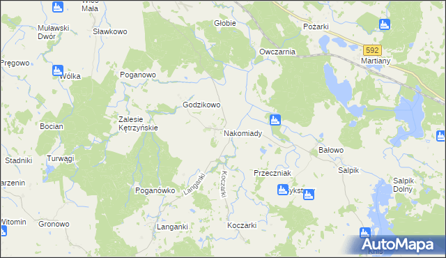 mapa Nakomiady, Nakomiady na mapie Targeo